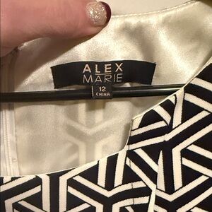 Alex Marie Monochrome Geometric Pattern Dress